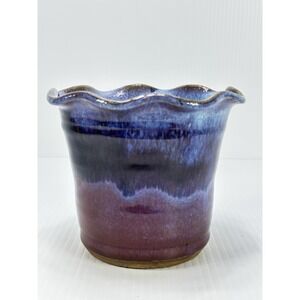 Art Pottery Stoneware Purple Blue Pot Vase By Dave Matthews Handmade Hand Thrown